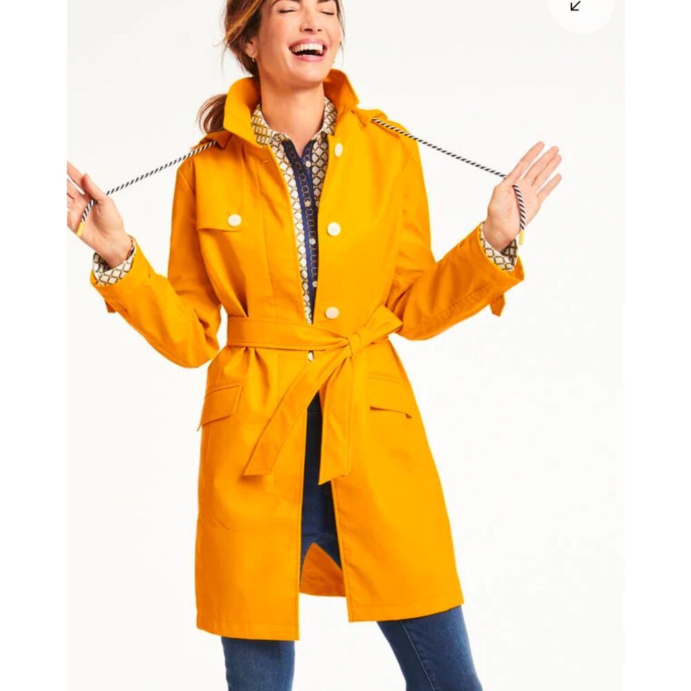 Talbots Yellow Long Hooded Trench Coat 3X